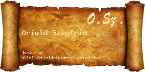 Oriold Szigfrid névjegykártya